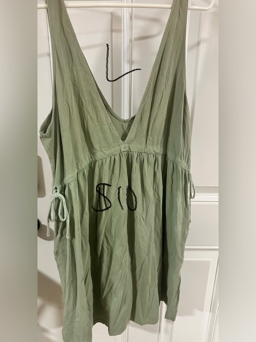 wild fable Olive Green Sleeveless V-Neck Summer Dress